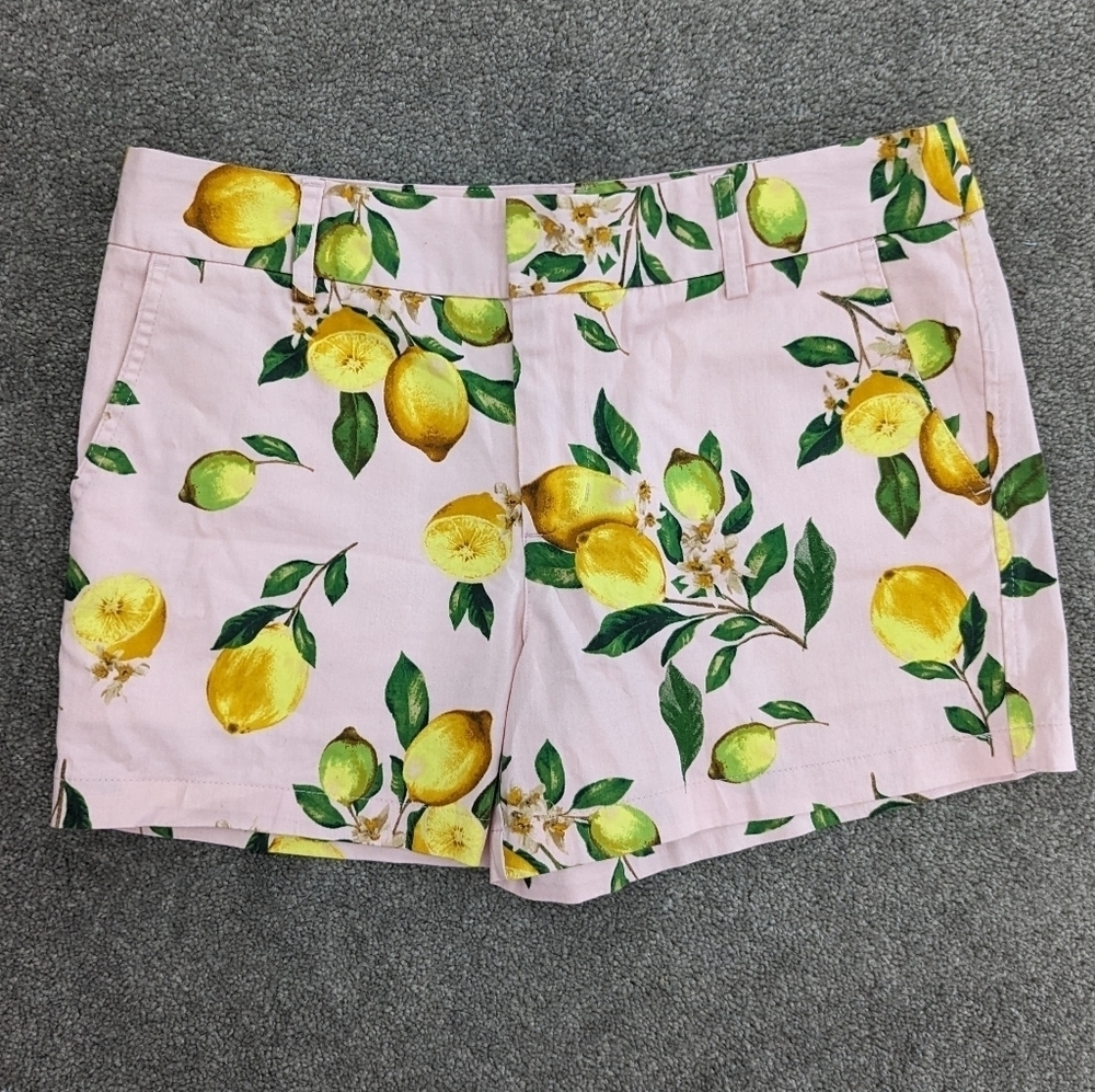 CYNTHIA Rowley yellow lemon print pink base cotton shorts size 4